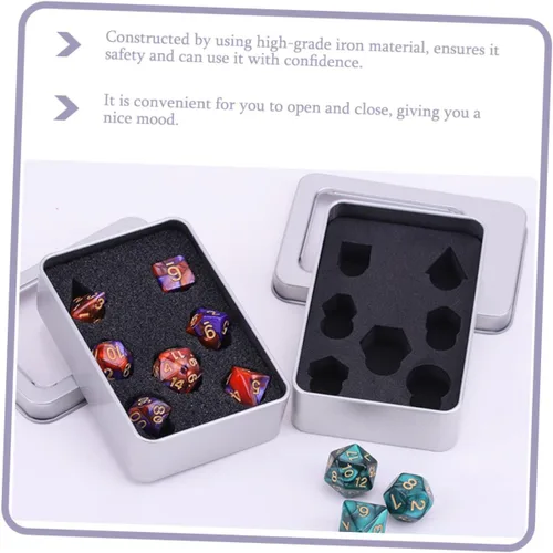 Vista 4 de TOYANDONA Caja de almacenamiento de dados de 8 piezas, mini contenedores con tapa, caja de dados de metal, soportes de metal, caja organizadora