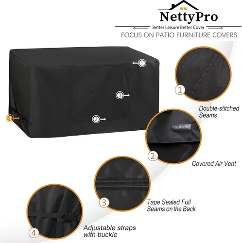 Vista 4 de NettyPro Cubierta para caja de cubierta, resistente a la decoloración, resistente a la decoloración, para patio al aire libre, funda de banco