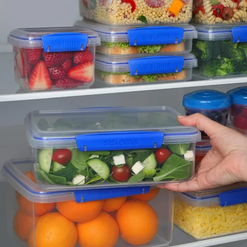 Vista 4 de Sistema KLIP IT Rectangular Collection Recipiente de almacenamiento de alimentos, 33.8 onzas/1.0 L, transparente/azul, 3
