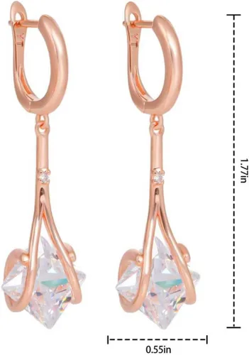 Vista 6 de SuiTable - Aretes colgantes para mujer, aretes colgantes de moda para mujer, aretes colgantes chapados en oro de 14 quilates, joyería antialérgica
