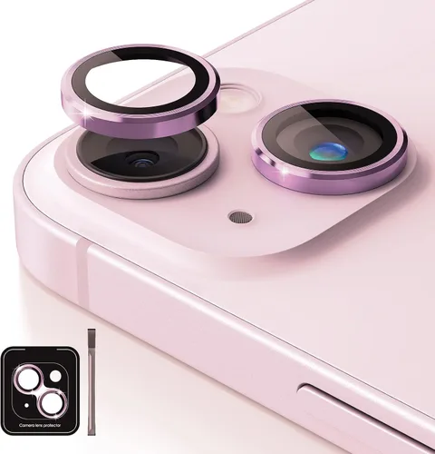 Vista 8 de [Paquete de 3] Protector de lente de cámara compatible con iPhone 13 y iPhone 13 Mini, cubierta de cámara de vidrio templado 9H de alta calidad