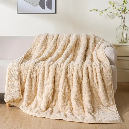 Vista 13 de Uttermara - Manta con peso para adultos tamaño individual 15 libras 48x72 pulgadas, manta con peso de sherpa de jacquard suave de doble cara, manta