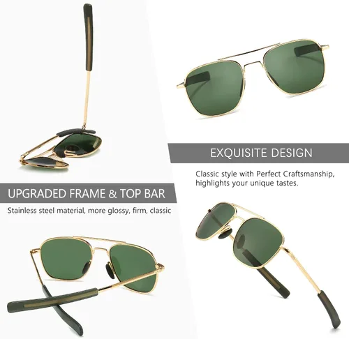 Vista 5 de SUNGAIT Gafas de sol polarizadas estilo militar Pilot Aviator para hombre con patillas de bayoneta
