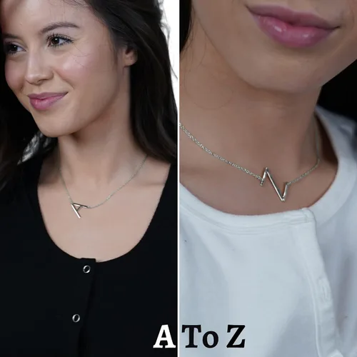 Vista 4 de Sterling Silver Sideways Initial Necklace - Initial Necklaces for Women - Letter Necklace for Women - Initial Necklace - Letter Necklace - Initial