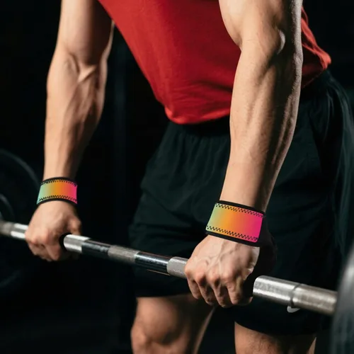 Vista 7 de Green Red Gradient Wrist Wraps 26" Anti Slip Wrist Straps for Weightlifting, Bodybuilding, Strength Training