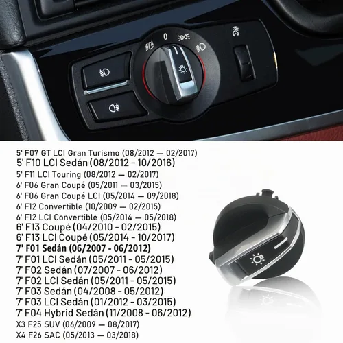 Vista 5 de Jaronx Compatible con perilla de control de faros delanteros BMW
