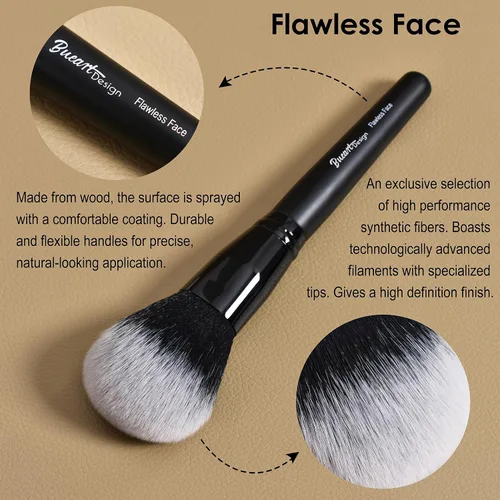Vista 6 de Corrector de base de doble extremo, brocha de maquillaje con pelusa impecable, cepillo de cara grande, paquete de 2 piezas, ideal para líquidos