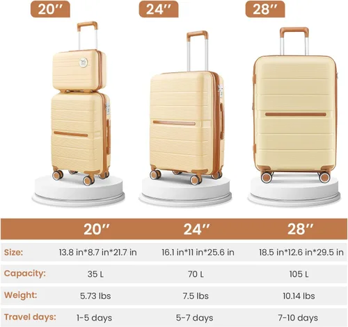 Vista 137 de Merax Equipaje, maleta extensible rígida con ruedas giratorias ligeras, Negro -, 40/48/52