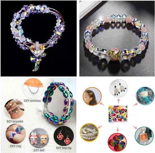 Vista 6 de 620 piezas de cuentas de cristal facetado Briolette, cuentas de rondelle azules facetas de 4 mm, 5 hebras, tamaño de agujero 1 mm, ideal para hacer