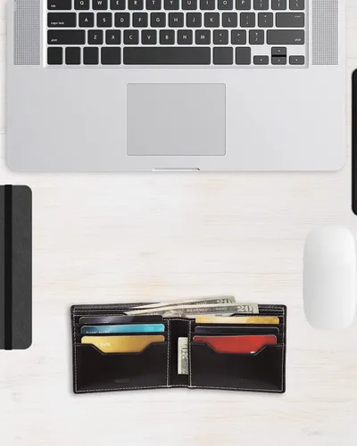 Vista 6 de Calvin Klein Cartera plegable minimalista RFID de cuero para hombre