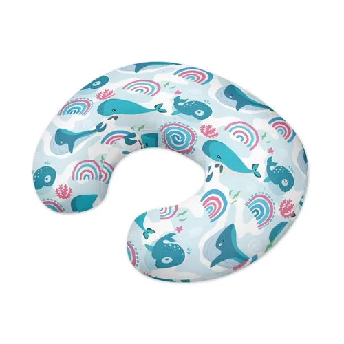 Vista 2 de Forchrinse Funda de almohada de lactancia con delfín azul para niñas, funda de almohada de lactancia para madres que amamantan, fácil de cuidar