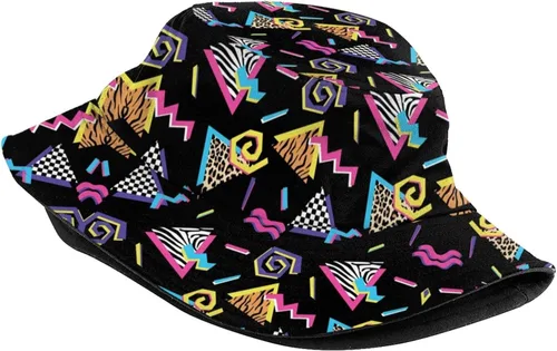 Vista 2 de Sombrero de pescador retro de los años 80 y 90 para hombres y mujeres, divertido sombrero de pesca de playa de verano, plegable, sombrero
