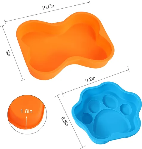 Vista 2 de 2 moldes de silicona para tartas de cumpleaños de perro, forma de hueso, 8 pulgadas