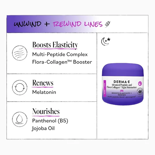 Vista 5 de Derma-E Advanced Peptides and Flora-Collagen Night Moisturizer Unisex Hidratante 2 oz