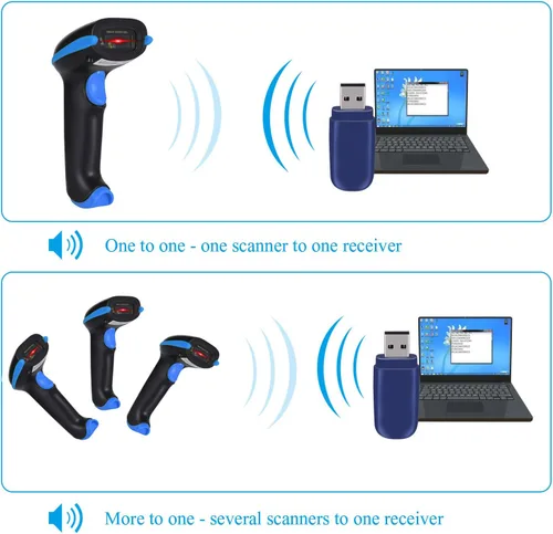 Vista 10 de WoneNice lector de código de barras con cable USB inalámbrico del escáner