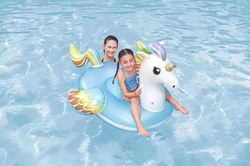 Vista 3 de Bestway Unicorn Pool Float, Kids Inflatable Ride-On with Handles, Inflatable Beach Toys