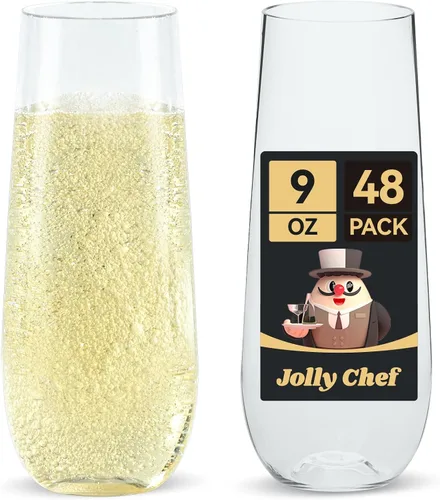 Vista 10 de JOLLY CHEF - Juego de 24 copas de cristal de plástico sin tallo de 9 onzas Vasos de plástico transparente sin tallo, desechables irrompibles