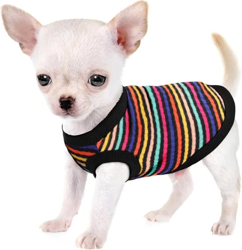 Vista 19 de Eleva la Comodidad y la Moda de tu Mascota: Chaleco de Camisa para Perros de Algodón 100% Acanalado Premium para Razas Pequeñas como Chihuahuas