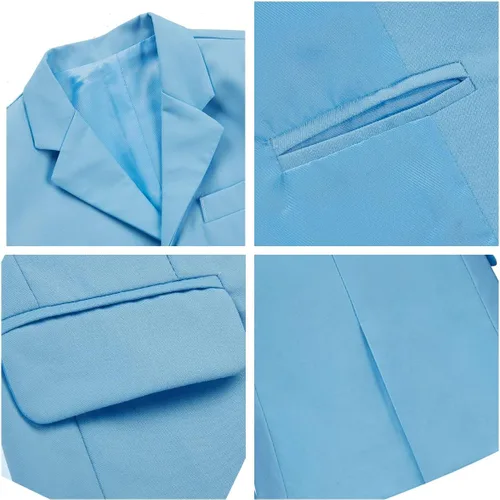 Vista 5 de Trajes de 3 piezas formales para niños, trajes de esmoquin para niños, ajustado, casual, traje de portador de anillos con chaqueta, pantalones