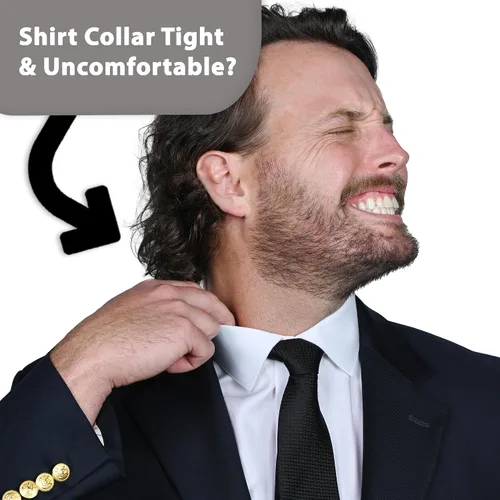 Vista 2 de Wardrobe Hackers Collar Extenders for Mens Shirts (Soft Elastic) Tight Neck Collar Relief - Expander Buttons for Dress Shirts