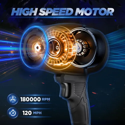 Vista 7 de Saker Soplador de Hojas Inalámbrico Portátil Limpiador de Polvo Sopladores Ligeros de Mano 180000 RPM con Velocidad Ajustable para Limpieza