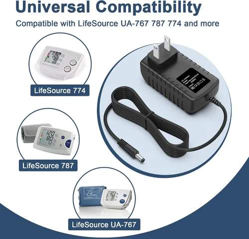 Vista 4 de PK-Power Adaptador de CA para LifeSource UA-767, 787 y 774 Series Monitor de presión arterial digital Plus Partes: TB:233 / TB233 / TB-233 / TB:181