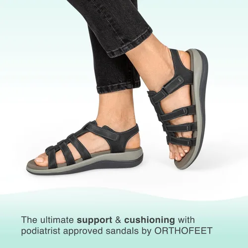 Vista 2 de Orthofeet Sandalias ortopédicas ajustables de cuero Amalfi para mujer