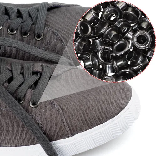 Vista 4 de Mini Skater 200 ojales redondos de 0.138 in, ojales de metal, para mochilas, zapatos, ropa, carpetas de archivos, cajas de zapatos, cajas de Negro