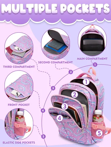 Vista 34 de BLUEFAIRY - Mochilas para niños y niñas, escuela primaria, jardín de niños
