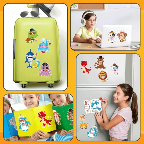 Vista 7 de 48 hojas de calcomanías para hacer una cara para niños, haz tus propias Animal