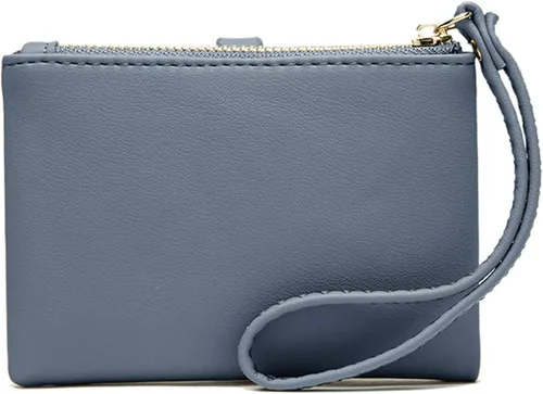 Vista 5 de AOXONEL Carteras pequeñas para mujer monedero plegable RFID para mujer monederos para tarjetas monedero de cambio con correa de muñeca Clásico