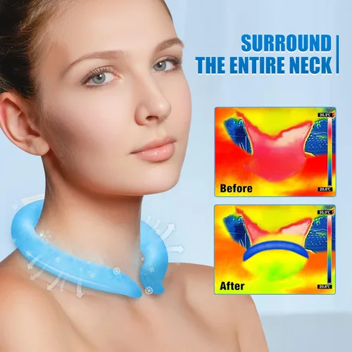 Vista 2 de Enfriador de cuello, tubo de enfriamiento portátil para climas extremadamente calurosos y calor de verano, gel de hielo frío manos libres