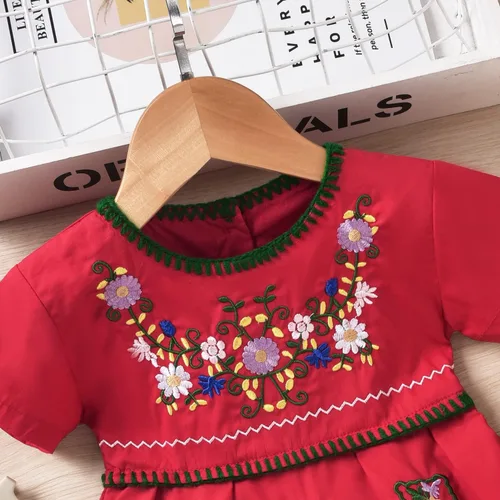 Vista 4 de Aalizzwell Vestido bordado de manga corta para bebé niña pequeña