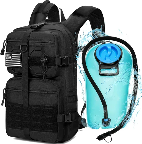 Vista 8 de Mochila de hidratación táctica 1050D con vejiga de agua de TPU de 3 litros, mochila de agua militar Molle perfecta para hombres y mujeres, paquete