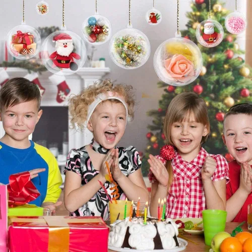 Vista 7 de AGM - 20 bolas de adornos rellenables de plástico transparente de 1.97 pulgadas, bolas de adornos colgantes para árbol de Navidad, manualidades