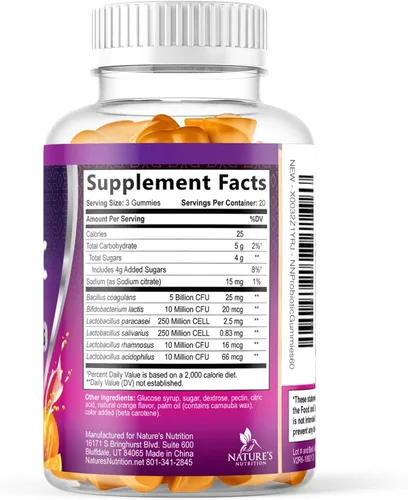 Vista 9 de Gomitas de probióticos para la salud digestiva, 6 cepas únicas para apoyo inmunológico diario y salud intestinal, apoya el estreñimiento, los gases