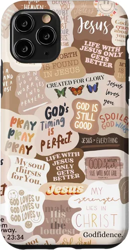 Vista 29 de Funda estética para iPhone 17 con frases positivas con versículos bíblicos cristianos