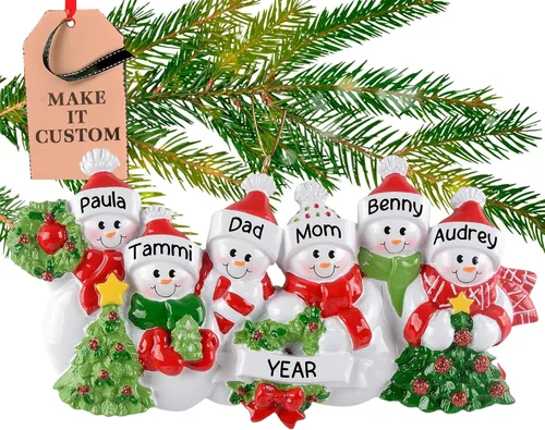 Vista 15 de Adorno personalizado para pareja 2025 Personalización gratuita las 24 horas Adornos de Navidad de muñeco de nieve grabados con láser para árbol