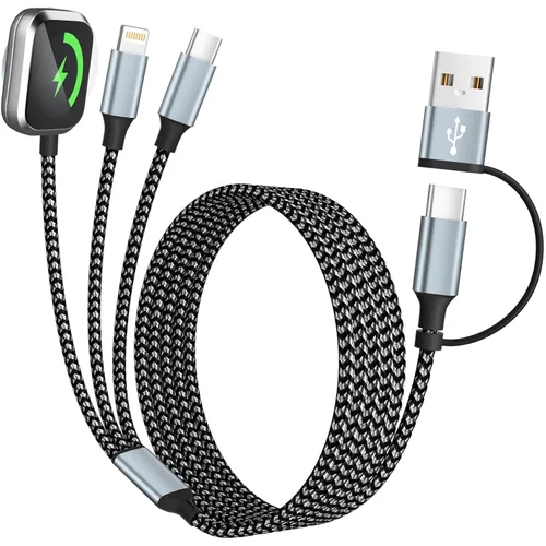 Vista 26 de Cruise Essentials Cable de Carga 4 en 2 para Cargador Apple iWatch/iPhone 17/Lightning/Micro, Cable Cord de Carga Múltiple de Viaje Compatible