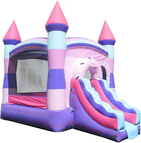 Vista 7 de Pogo Bounce House Tobogán acuático inflable y piscina, rosa Rosa Deluxe