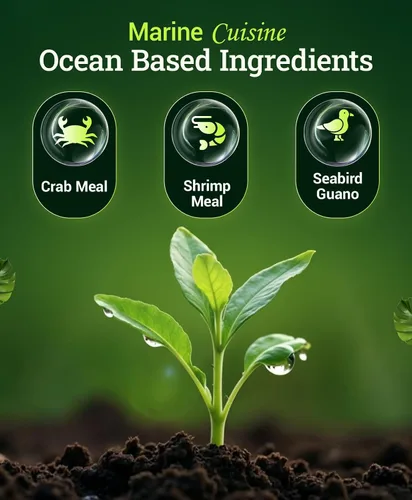 Vista 2 de FoxFarm Marine Cuisine Fertilizante multiusos – 10-7-7 Alimento vegetal a base de océano con harina de cangrejo, guano de aves marinas, fertilizante
