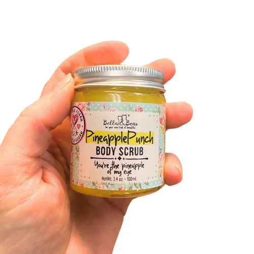Vista 3 de Bella & Bear Exfoliante corporal de piña, tamaño de viaje vegano (3.4 onzas)