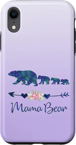 Vista 25 de Teal Blue Purple Floral Mama Bear Three Cubs Silver Purple Case for iPhone 17