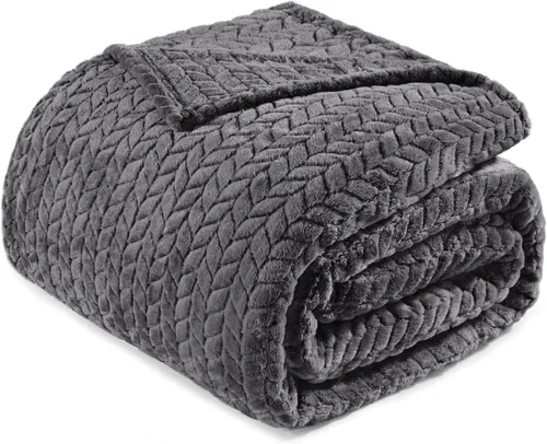 Vista 21 de Exclusivo Mezcla Manta de forro polar gris claro tamaño Queen para cama, 90 x 90 pulgadas, suave y acogedora manta decorativa 3D de franela