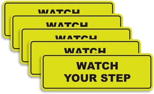 Vista 21 de Signs ByLITA Letrero estándar para pared o puerta con texto en inglés «Watch Your Step», señalización de salud y seguridad (negro), mediano