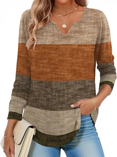 Vista 15 de Zeagoo Camisas de manga larga para mujer, blusas casuales con cuello en V