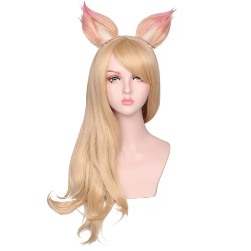 Vista 5 de ColorGround - Peluca larga y recta de rubio para cosplay para fiestas de Halloween y conos