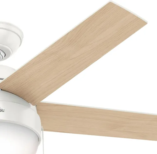 Vista 11 de Hunter Anslee, Ventilador de techo, para interiores, con luz LED, 46 Montaje estándar, cadena de tracción, 5 cuchillas, para dormitorio, sala