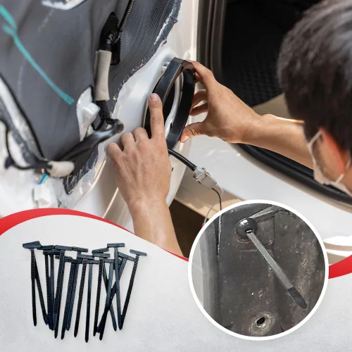 Vista 7 de 100 hebillas universales de nailon para ataduras de cables para automóvil, resistente soporte de bridas con cierre automático con diseño de pasador