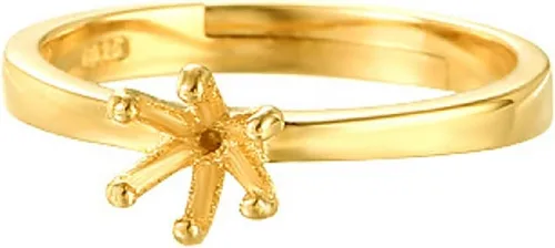 Vista 8 de Anillo ajustable de plata de ley 925 para 3.5/4.5/5.5/6.5/7.5/0.295 in, piedras redondas, 6 garras, anillo de garra, base de cabujón para mujer